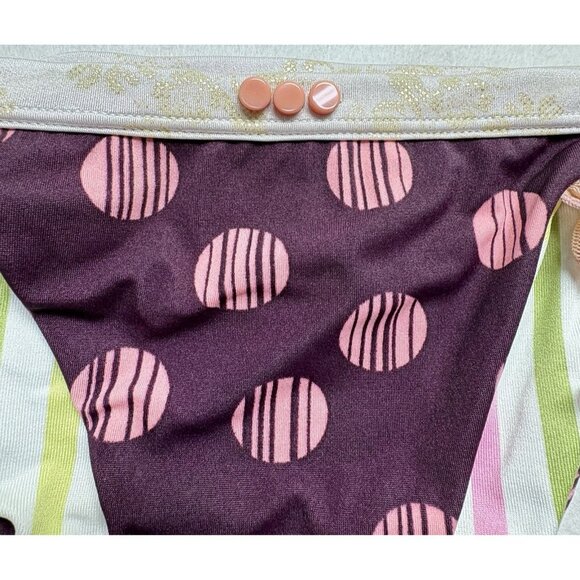 MAAJI Women Swim Bikini Bottom Sz S Reversible Lace Striped Dot Beach Pool 3-25 - Picture 2 of 7